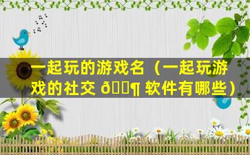 一起玩的游戏名（一起玩游戏的社交 🐶 软件有哪些）